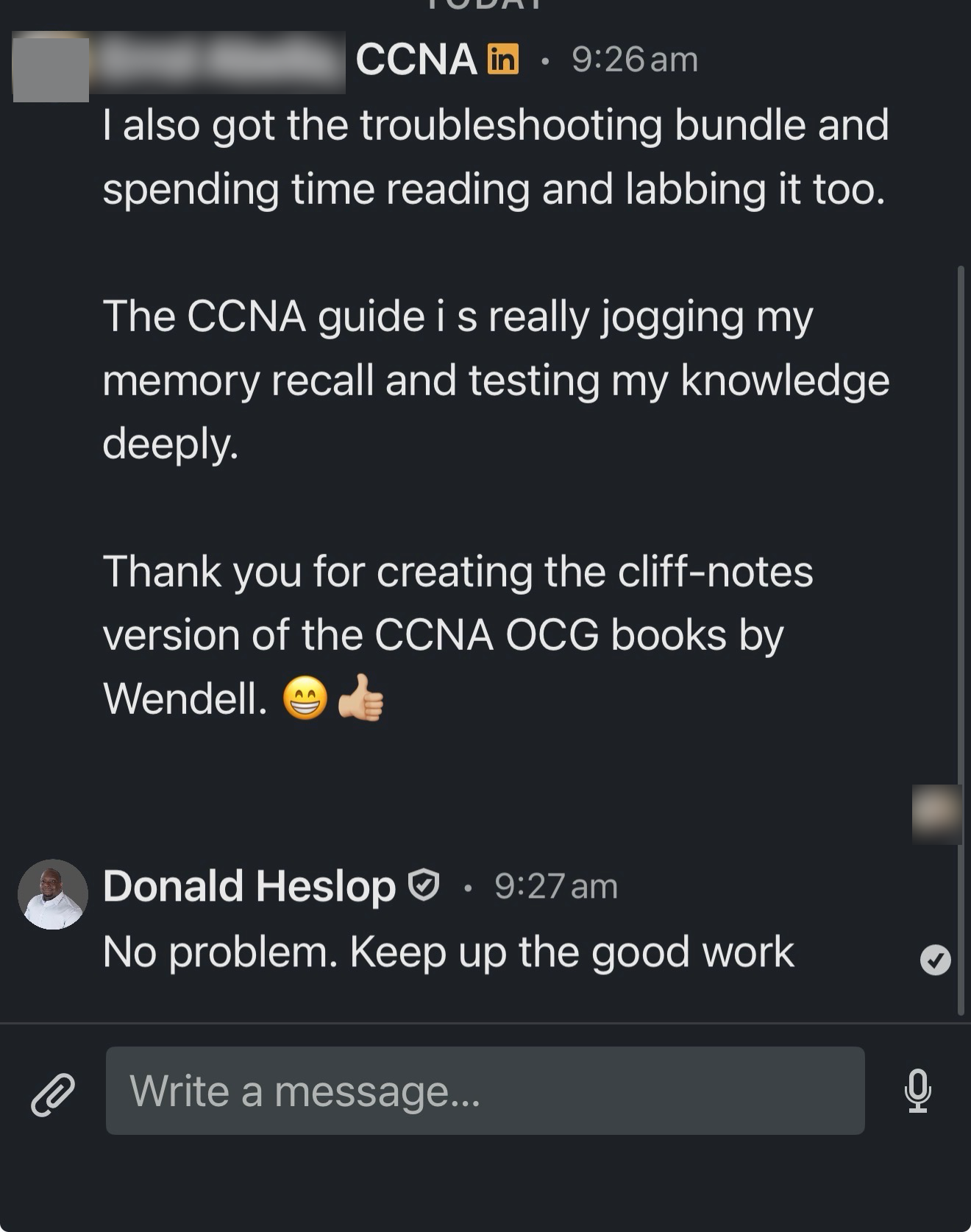 Message from a verified customer: The CCNA guide is really jogging my memory recall and testing my knowledge deeply. Thank you for creating the cliff-notes version of the CCNA OCG books by Wendell.